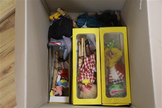 Eight Pelham puppets boxed and two other unboxed (10)